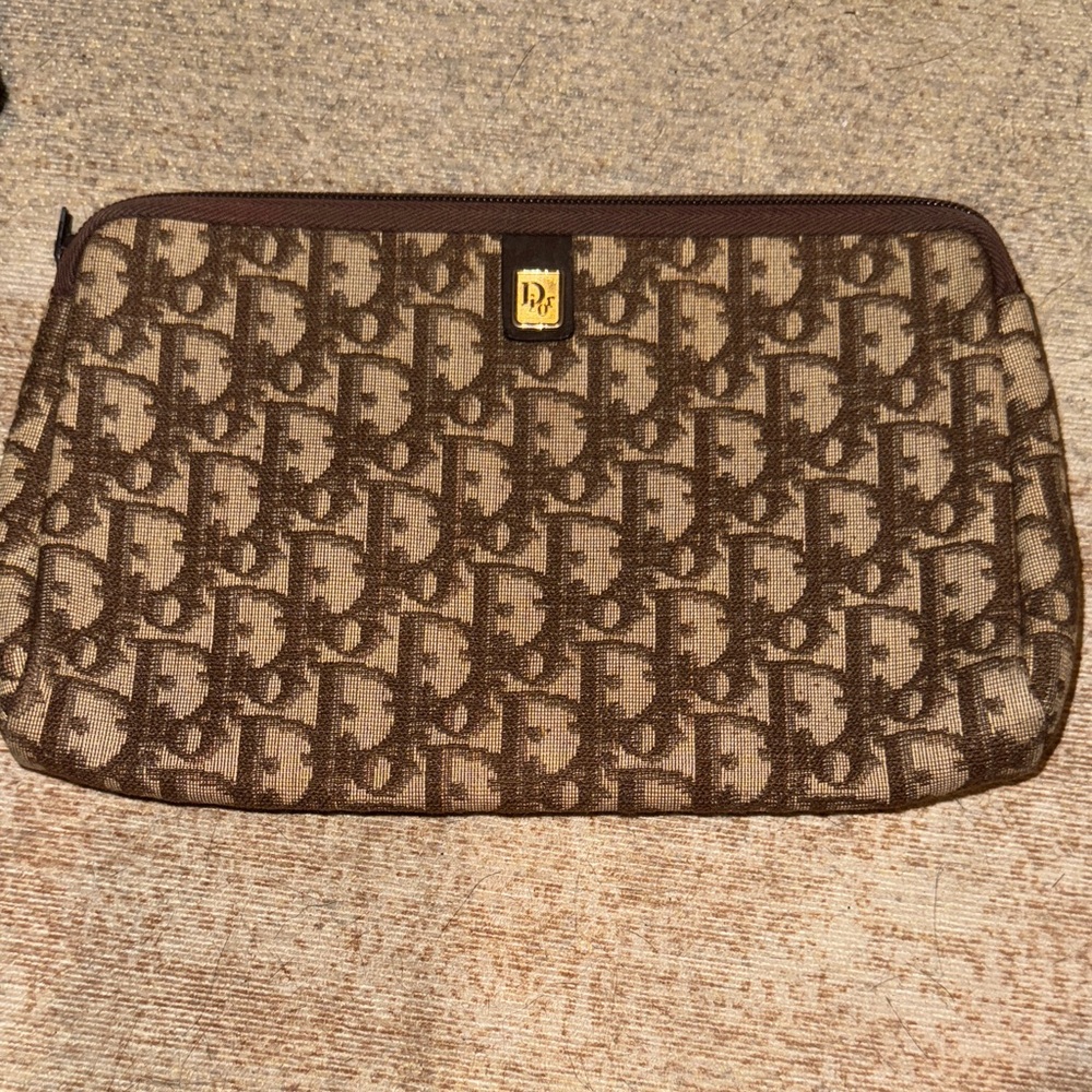 Dior Brown Trotter Monogram Cosmetic Bag
